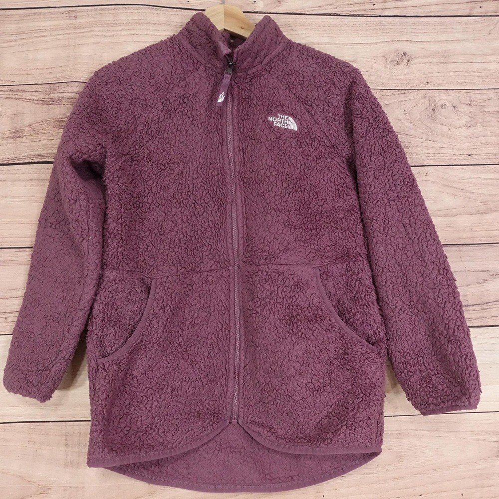 North Face Jacket Girls Large 14/16 Purple Fleece Full Zip Longline Sherpa Cozy